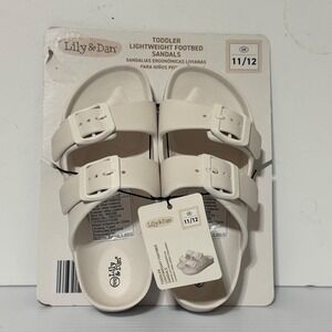 Lily & Dan Toddler Lightweight Footbed Sandals Size 11/12 Cream Buckle NEW